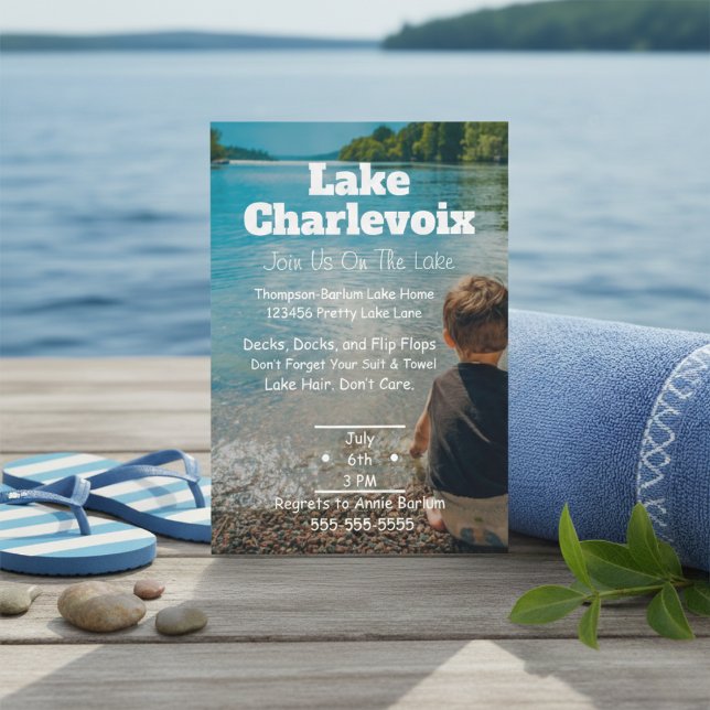 Lakeside Summer Bash Invitation (Grab your towel and head to the lake.)