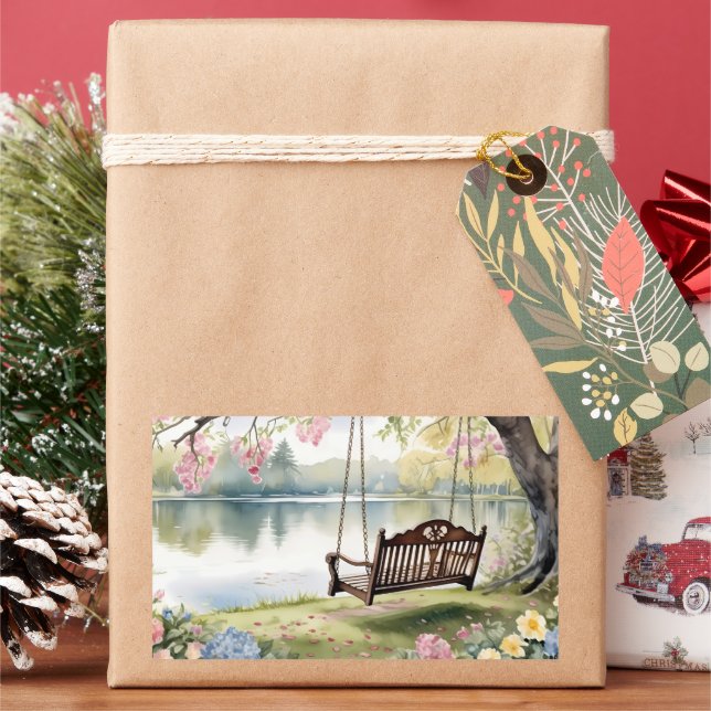 Lakeside Swing in Romantic Watercolor Garden Sticker (Holiday)