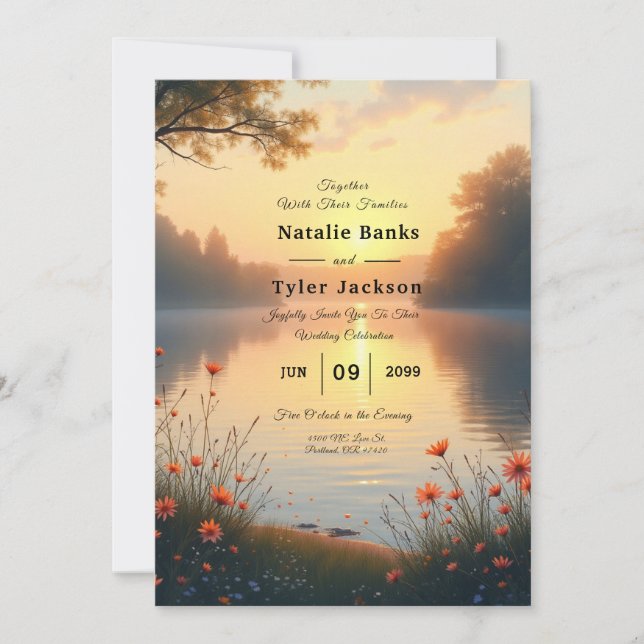 Lakeside Twilight Whispers by the Water Invitation (Front)