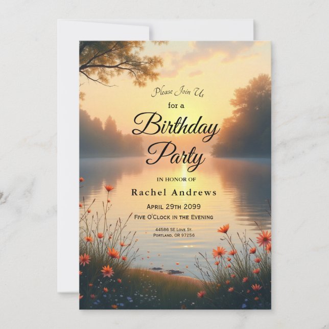 Lakeside Twilight Whispers by the Water Invitation (Front)