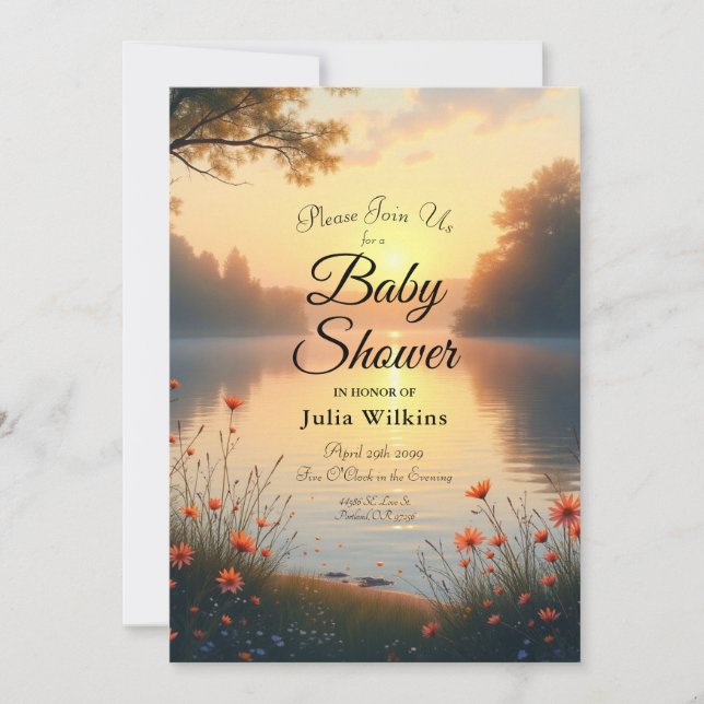 Lakeside Twilight Whispers by the Water Invitation (Front)