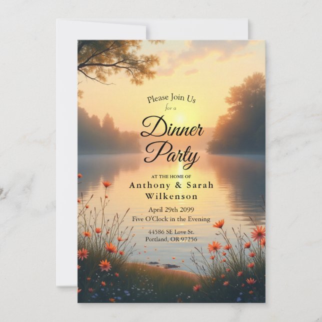 Lakeside Twilight Whispers by the Water Invitation (Front)