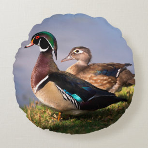 Lakeside, Wood Duck Round Pillow