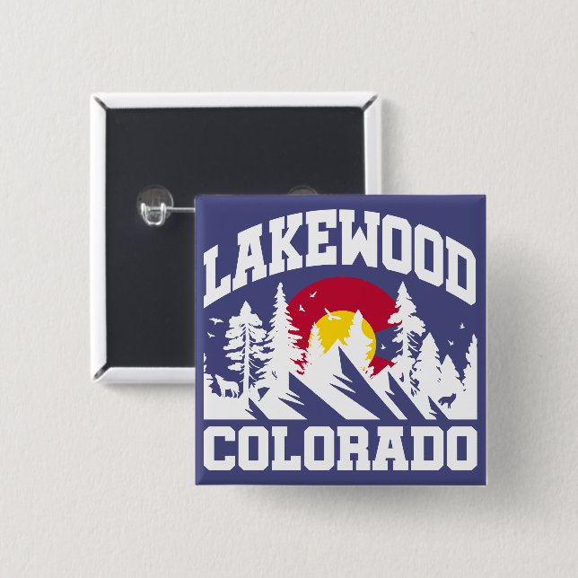 Lakewood,Colorado 2 Inch Square Button (Front & Back)