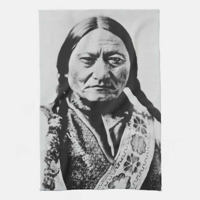 Lakota Chief Surrender: Sitting Bull Fort Buford Kitchen Towel (Vertical)