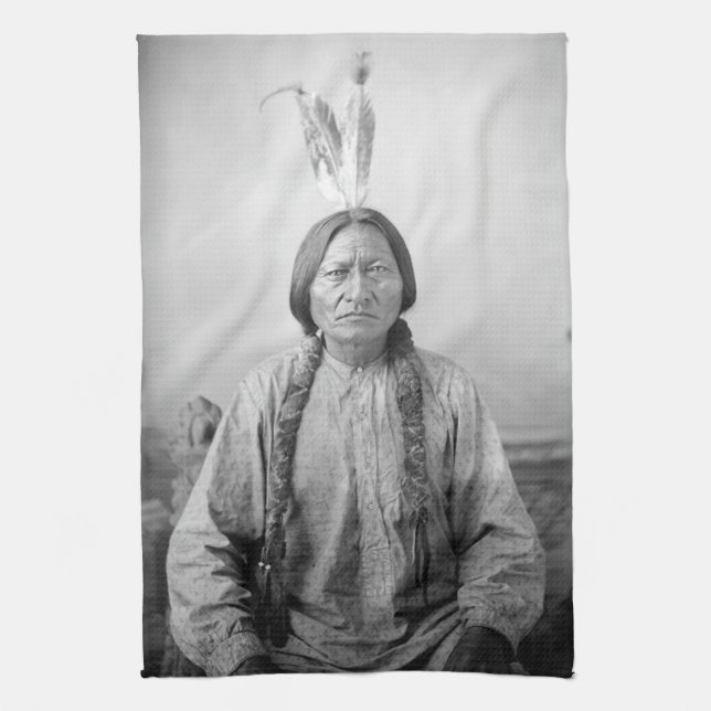 Lakota Leader Sitting Bull Native American Indian  Kitchen Towel (Vertical)