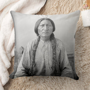Lakota Leader Sitting Bull Native American Indian  Throw Pillow