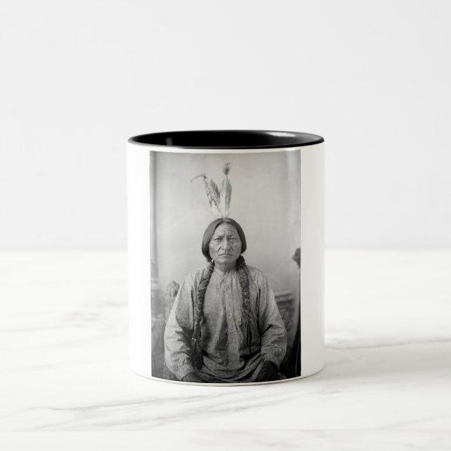 Lakota Leader Sitting Bull Native American Indian  Two-Tone Coffee Mug (Center)