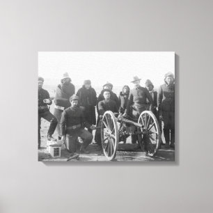 Lakota Scouts and White Soldiers Posed Behind Canvas Print