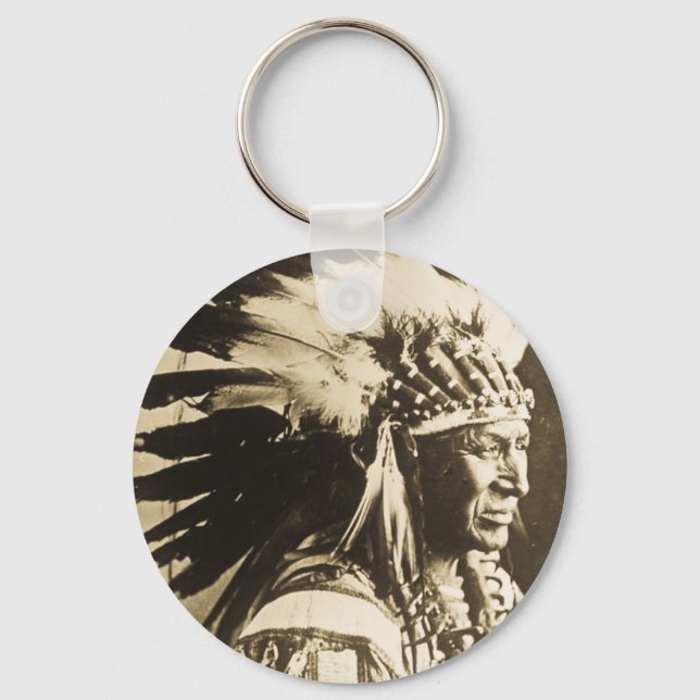 Lakota Sioux Chief White Swan Keychain (Front)