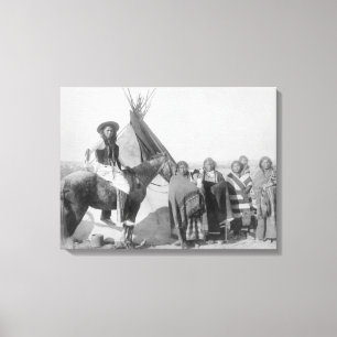 Lakota Women with Infants and Man on Horseback Canvas Print