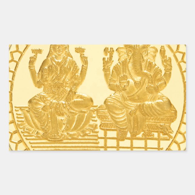 LAKSHMI AND GANESH GOLD COIN DESIGN STICKER (Front)
