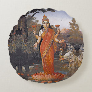 LAKSHMI goddess - even large images - Round Pillow