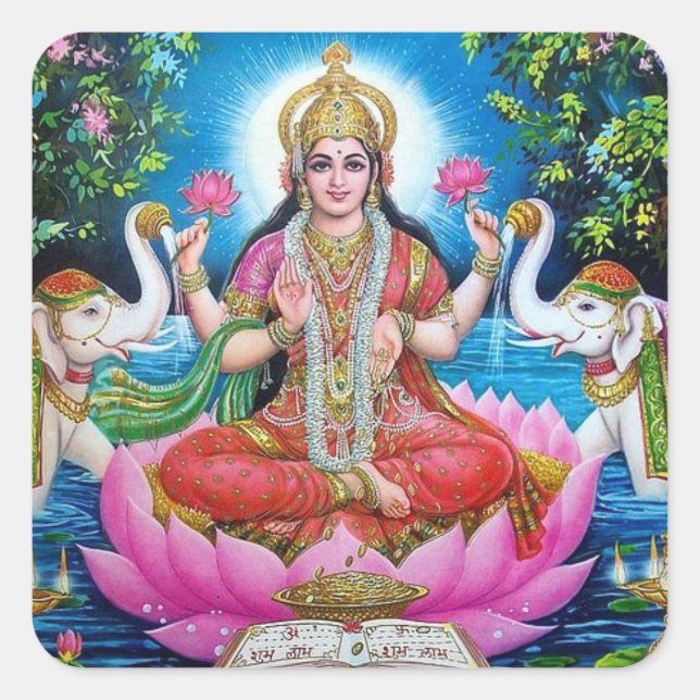 Lakshmi Goddess Large Square Sticker (Front)