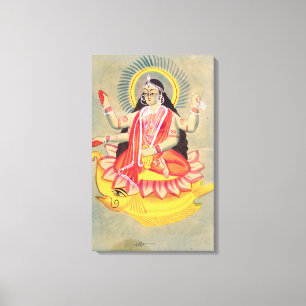 Laksmi sitting on a throne of lotus leaves, c.1890 canvas print