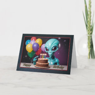 L'Alien souhaite la carte d'anniversaire du garçon