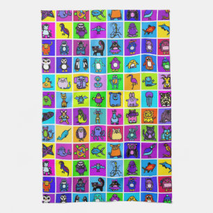 "l'alphabet livre" serviette de cuisine - carré