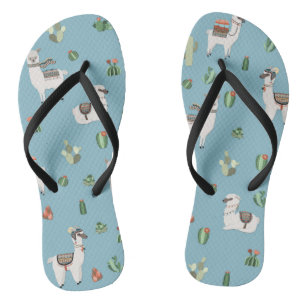 Lama and cactus pattern flip flops