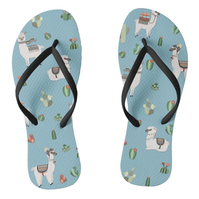 Lama and cactus pattern flip flops (Footbed)
