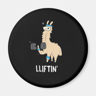 Lama in the gym - lifting weights magnet