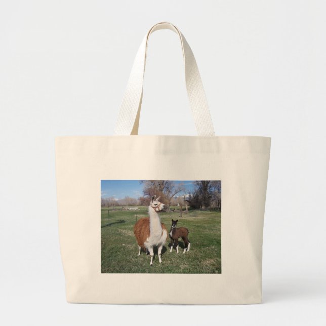 Lama Mama and Llama Baby Large Tote Bag (Front)