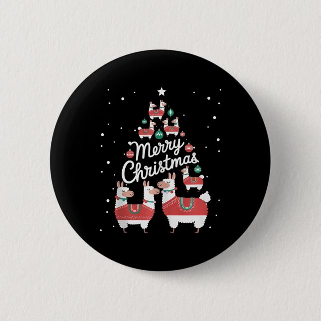 Lama Xmas Tree Llamas Christmas Tree  2 Inch Round Button (Front)