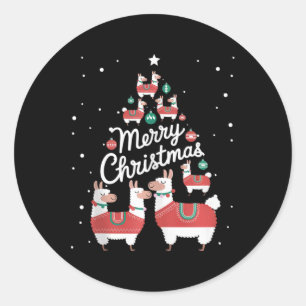 Lama Xmas Tree Llamas Christmas Tree Classic Round Sticker