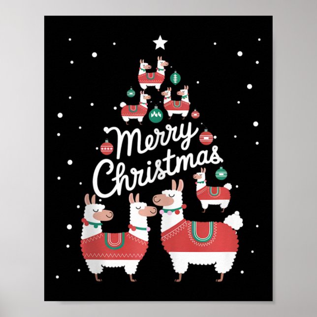 Lama Xmas Tree Llamas Christmas Tree  Poster (Front)