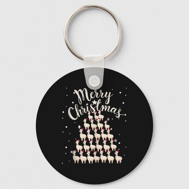 Lama Xmas Tree Llamas Christmas Tree Tank Top1  Keychain (Front)