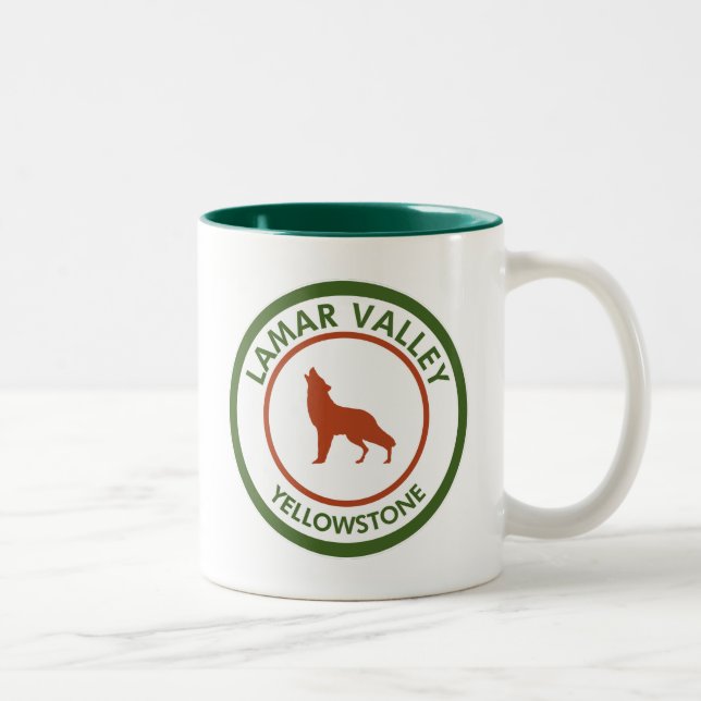 Lamar Valley Yellowstone Wolf Two-Tone Coffee Mug (Right)