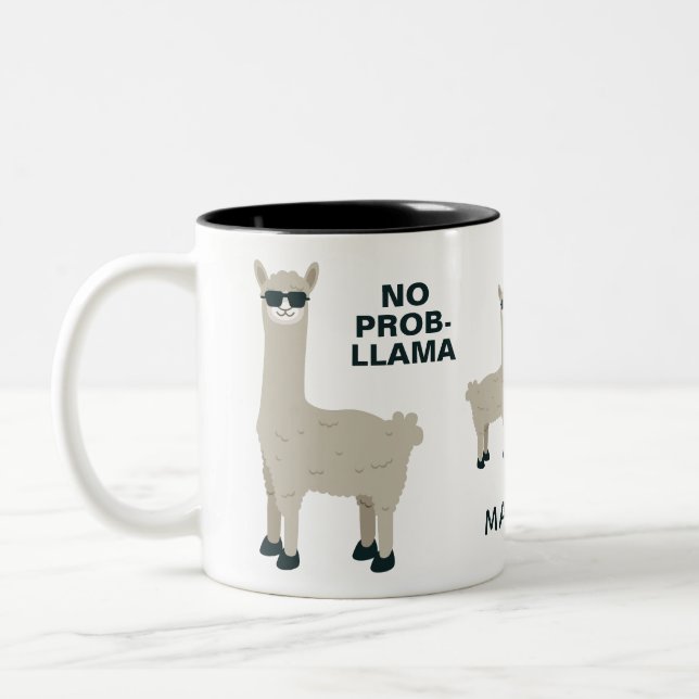 Lamas frais tasses faites sur commande de nom et (Gauche)