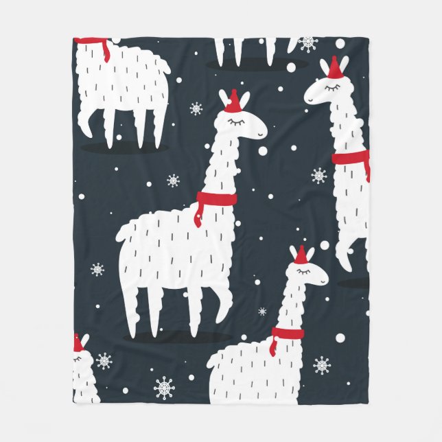 Lamas, hand drawn backdrop. Colourful seamless pat Fleece Blanket (Front)