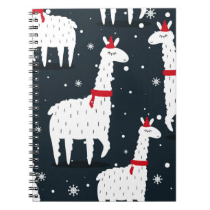 Lamas, hand drawn backdrop. Colourful seamless pat Notebook