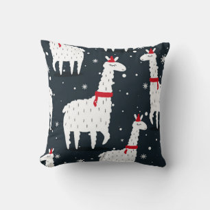 Lamas, hand drawn backdrop. Colourful seamless pat Throw Pillow