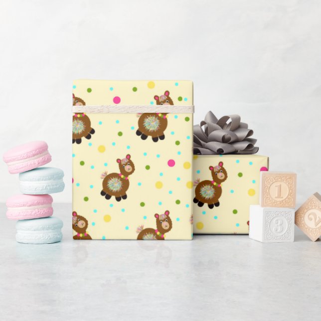 Lamas pattern wrapping paper (Baby Shower)