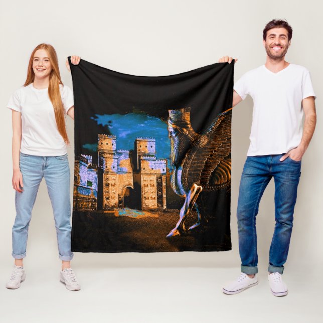 Lamassu and Ishtar Gate Fleece Blanket (In Situ)