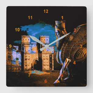 Lamassu and Ishtar Gate Square Wall Clock
