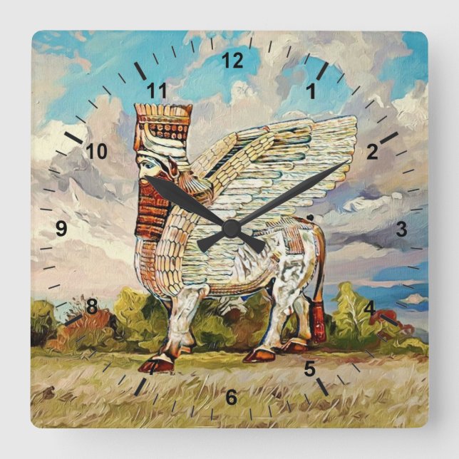 Lamassu Artwork Acrylic Wall Clock (Front)