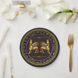 Lamassu Gold Paper Plate