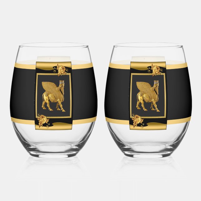 Lamassu (taureau ailé) Verre à vin sans cailleboti (Recto)