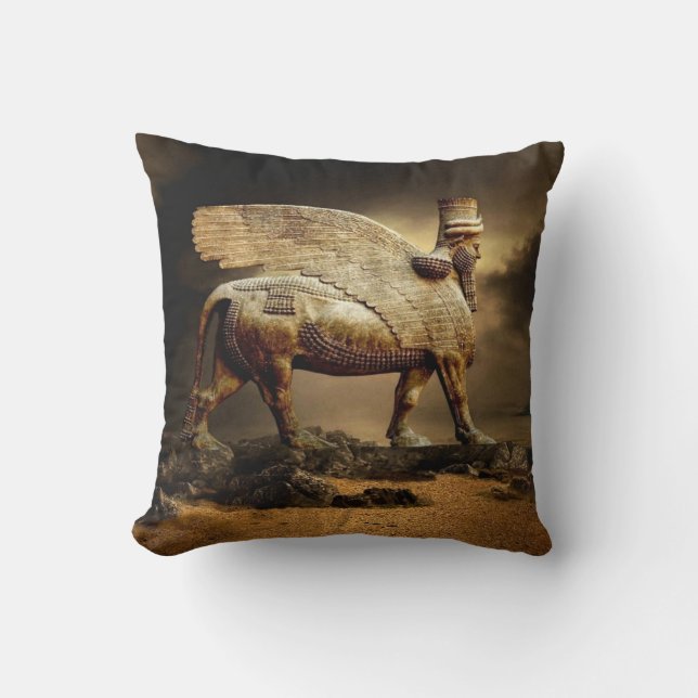 Lamassu Throw Pillow (Front)