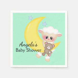 Lamb and Crescent Moon Baby Shower Napkin