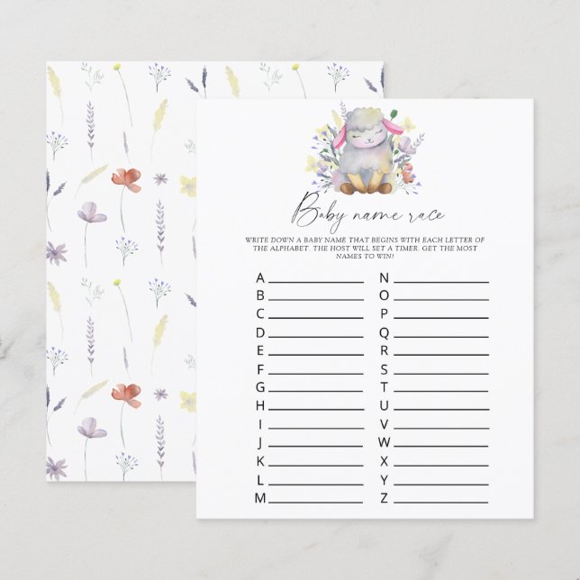 Lamb - Baby name race game (Front/Back)