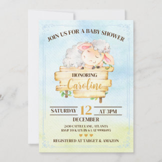 Lamb Baby Shower Invitation