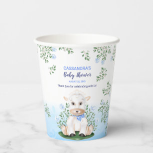 Lamb Blue Floral Baby Shower  Paper Cups