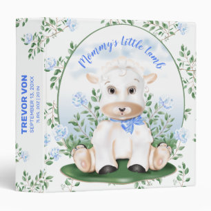 Lamb Blue Floral Baby Shower Photo Album Binder