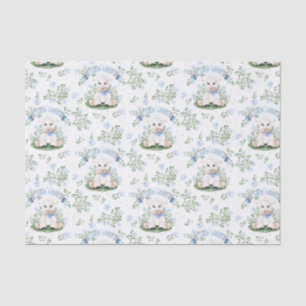 Lamb Blue Floral Baby Shower Tissue Paper