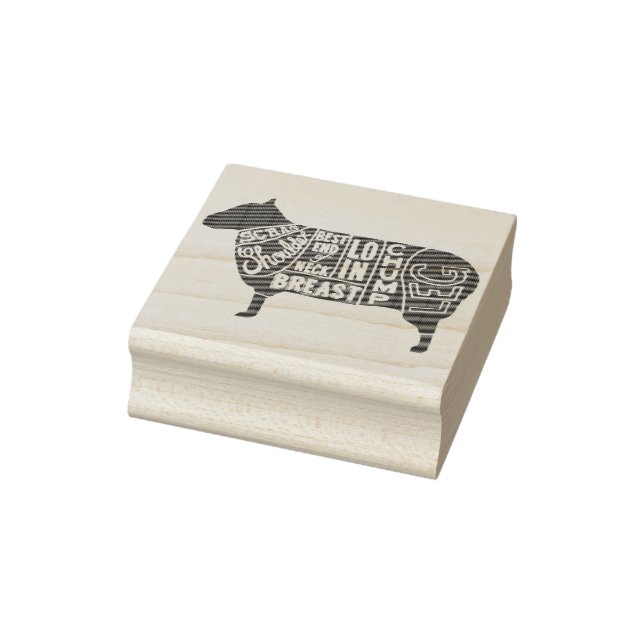 Lamb Butcher Chart Rubber Stamp (Stamp)