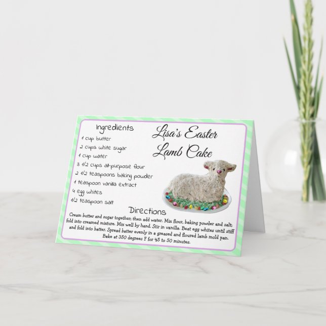 Lamb Cake Recipe Easter Greeting Personalized Card (Front)