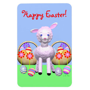 Lamb Character and Easter Baskets Magnet